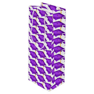 Sac Cadeau Pour Bouteille capuchons de graduation violet avec gode d'or