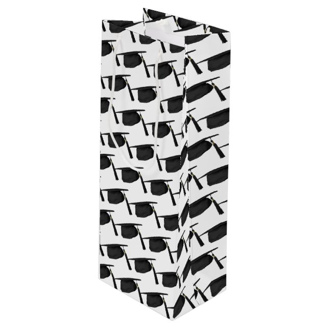 Sac Cadeau Pour Bouteille capuchons noirs de graduation avec tassel (Devant Angle)