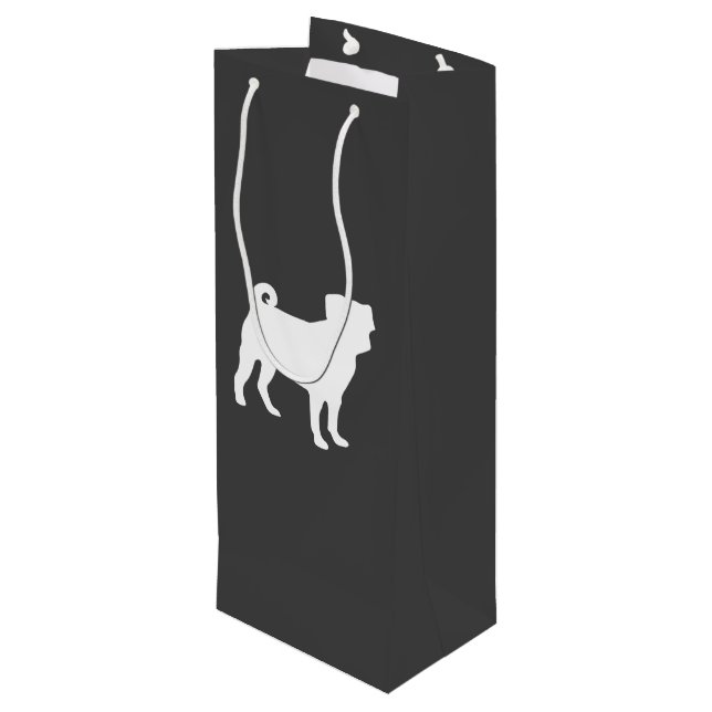 Sac Cadeau Pour Bouteille Carlin Chien Baby shower Thème Chien Chiot Neutre  (Dos Angle)