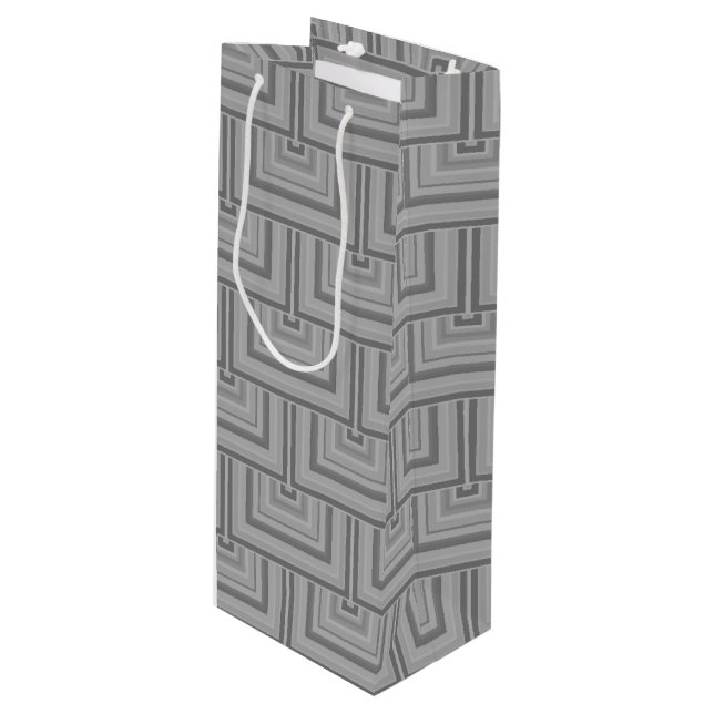 Sac Cadeau Pour Bouteille Carré gris (Devant Angle)