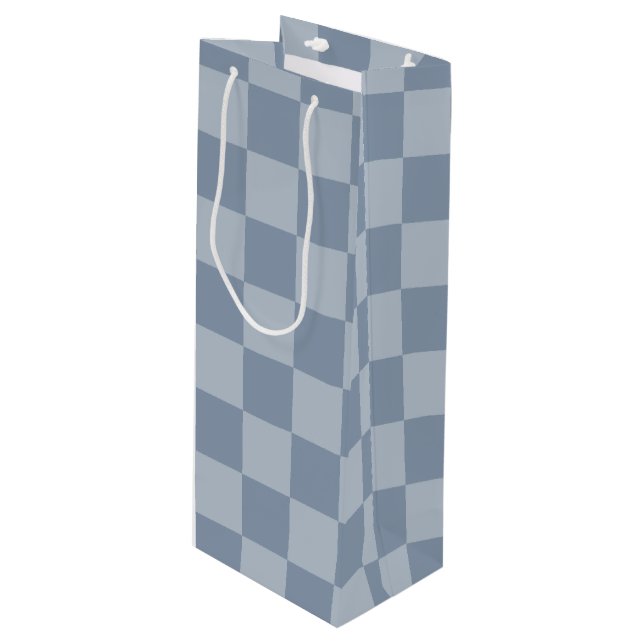 Sac Cadeau Pour Bouteille Carton bleu Dusty (Devant Angle)