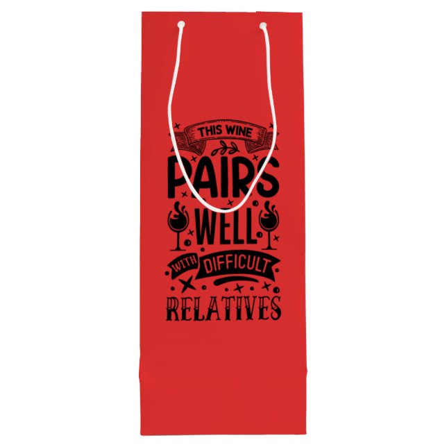 Sac Cadeau Pour Bouteille Ce vin se marie bien avec des familles difficiles (Dos)