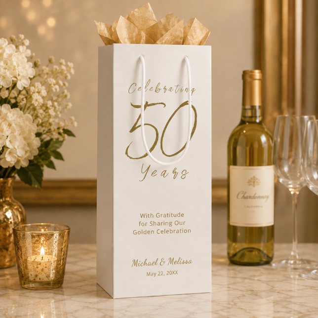 Sac Cadeau Pour Bouteille Célébration de 50 ans d'Ivoire doré (Créateur téléchargé)