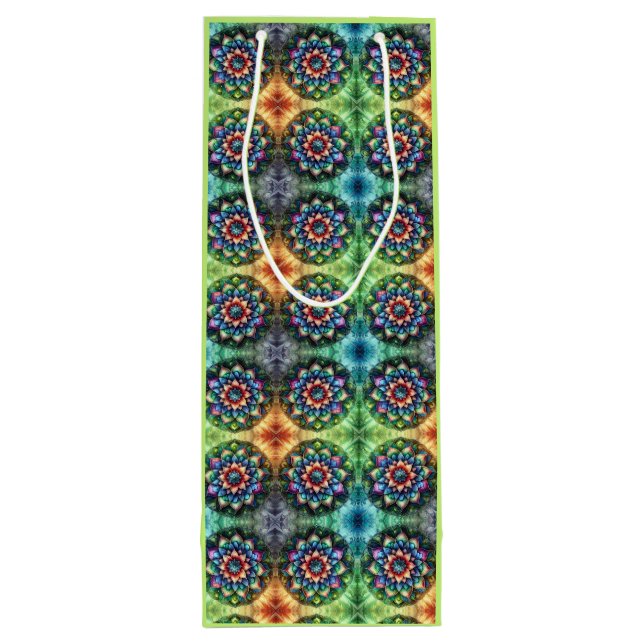 Sac Cadeau Pour Bouteille Celestial Neon Mandala Retro-Moderne (Dos)