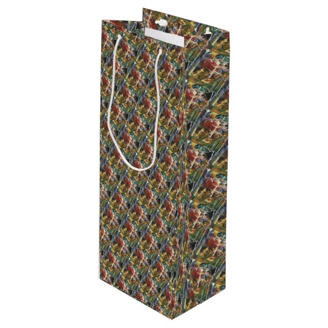 Sac Cadeau Pour Bouteille Cerf jaune rose (Devant Angle)