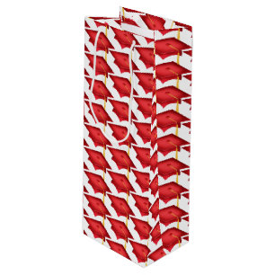Sac Cadeau Pour Bouteille chapeaux de graduation rouge avec gode or
