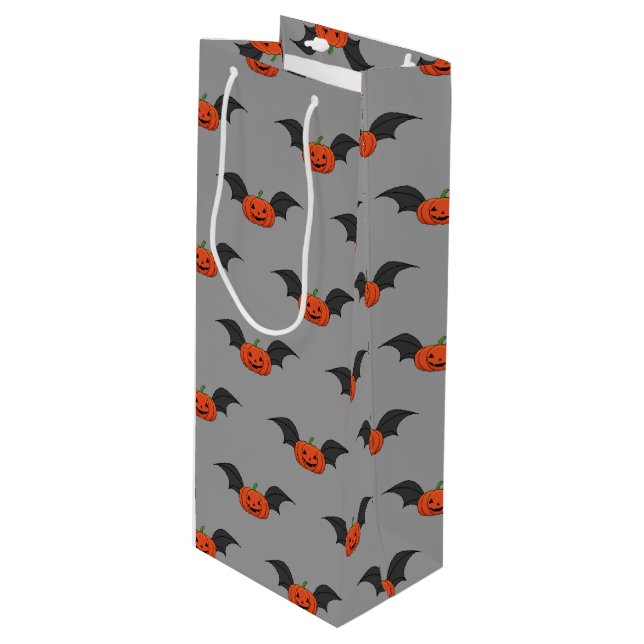 Sac Cadeau Pour Bouteille Chat Citrouille d'Halloween (Devant Angle)