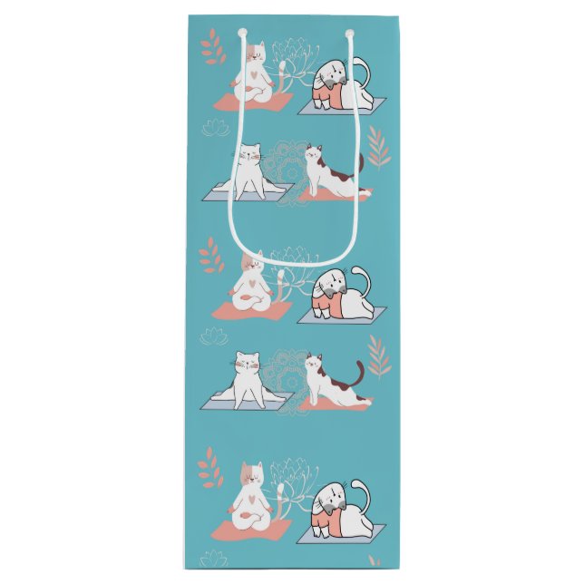 Sac Cadeau Pour Bouteille Chats de yoga (Devant)