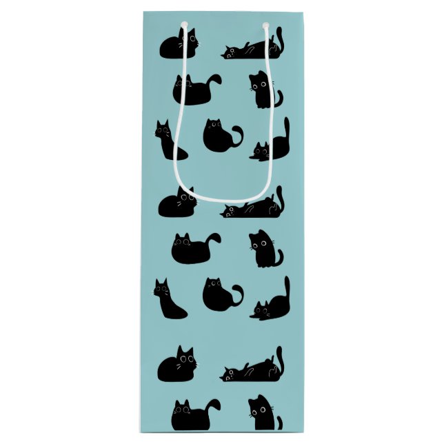 Sac Cadeau Pour Bouteille Chats noirs amusants (Devant)