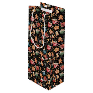 Sac Cadeau Pour Bouteille Chaud cacao pain d'épices Cookies Noël rustique