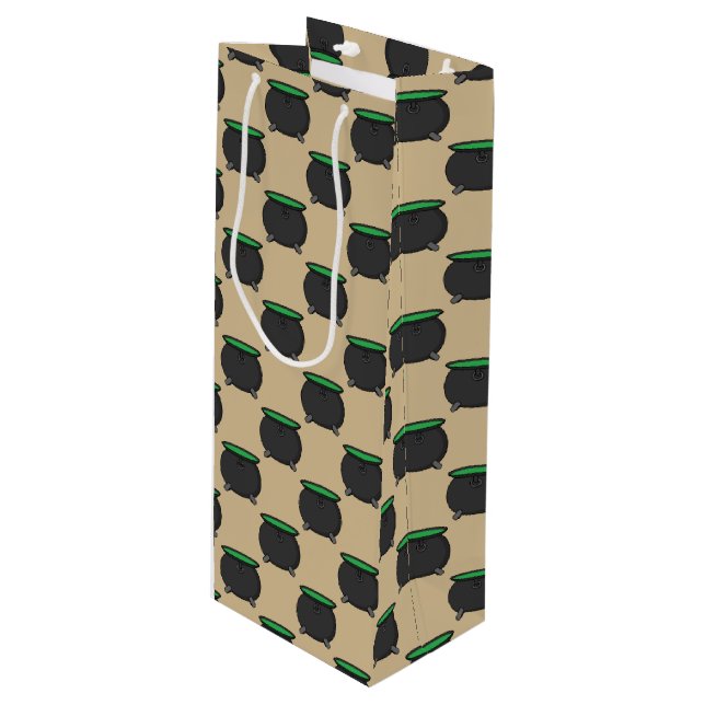 Sac Cadeau Pour Bouteille Chaudron de sorcière (Devant Angle)