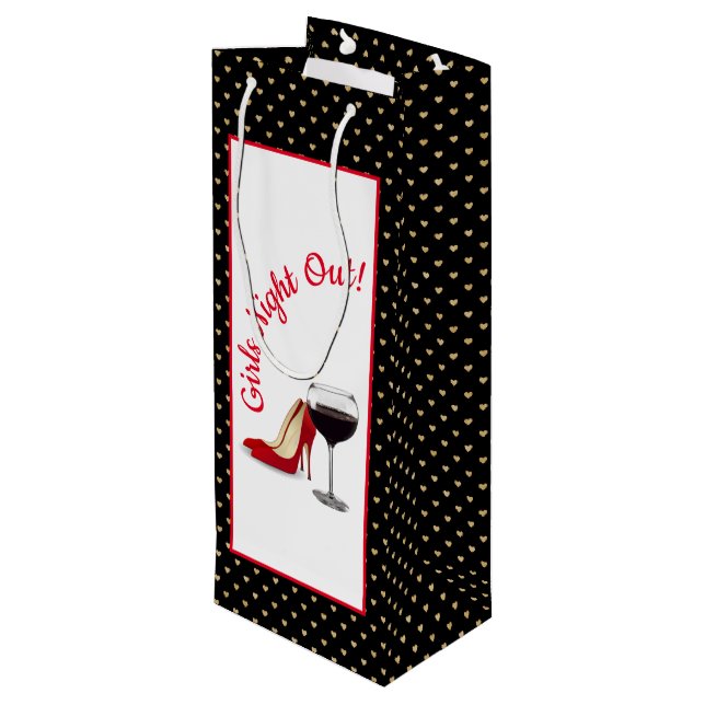 Sac Cadeau Pour Bouteille Chaussures Rouges Et Vin Rouge (Dos Angle)