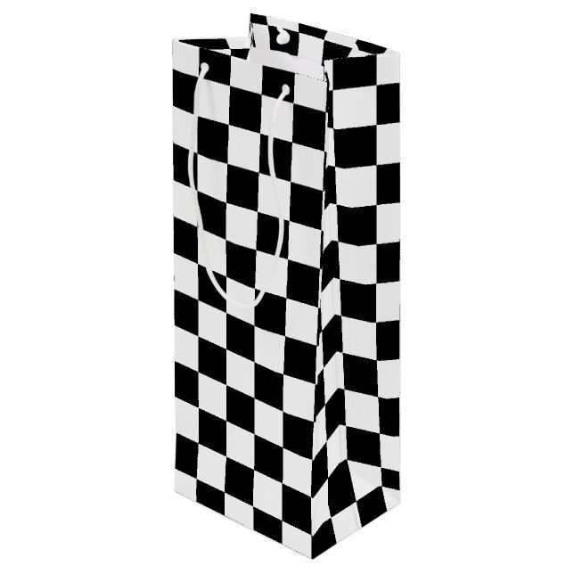 Sac Cadeau Pour Bouteille Checkered noir (Dos Angle)