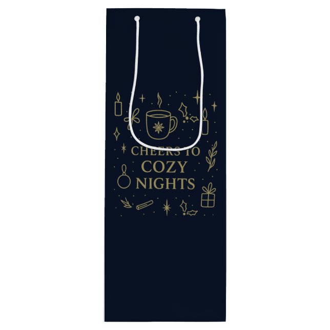 Sac Cadeau Pour Bouteille Cheers to Cozy Nights Gift Bag (Devant)