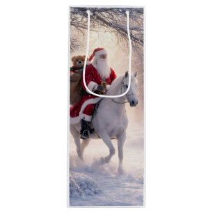 Sac Cadeau Pour Bouteille Cheval et Noël Neige Noël 