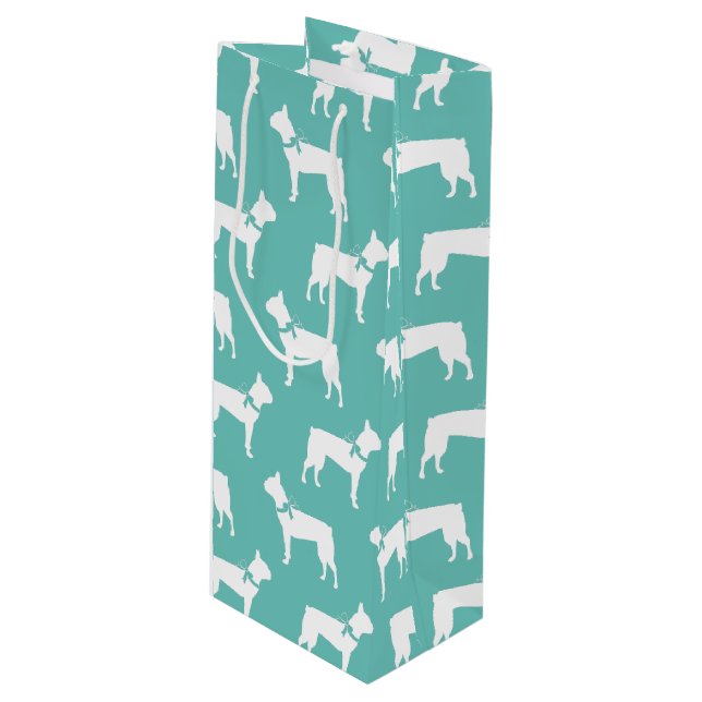 Sac Cadeau Pour Bouteille Chien de Boston Terrier Puppy (Devant Angle)