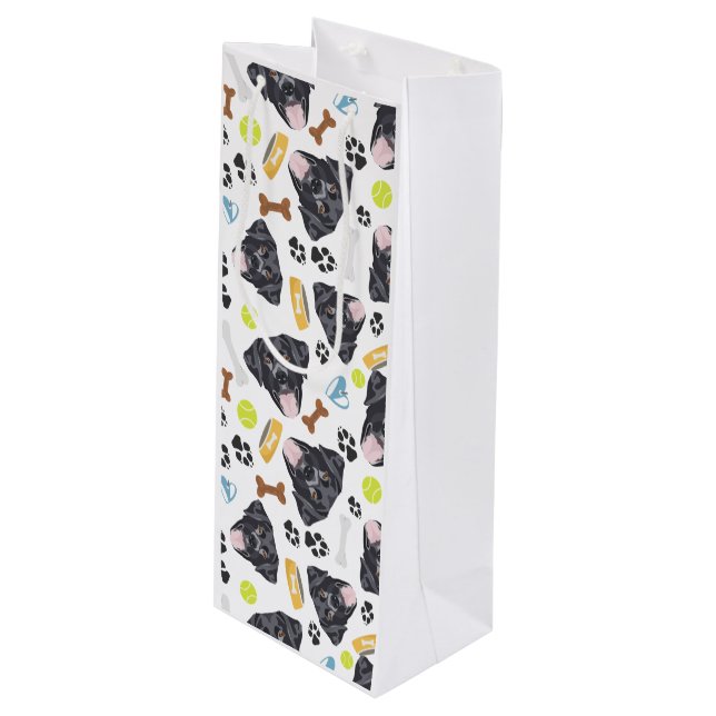 Sac Cadeau Pour Bouteille Chien de sourire Labrador noir (Devant Angle)