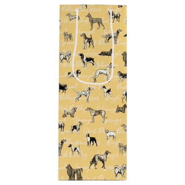 Sac Cadeau Pour Bouteille Chiens vintages (Devant)