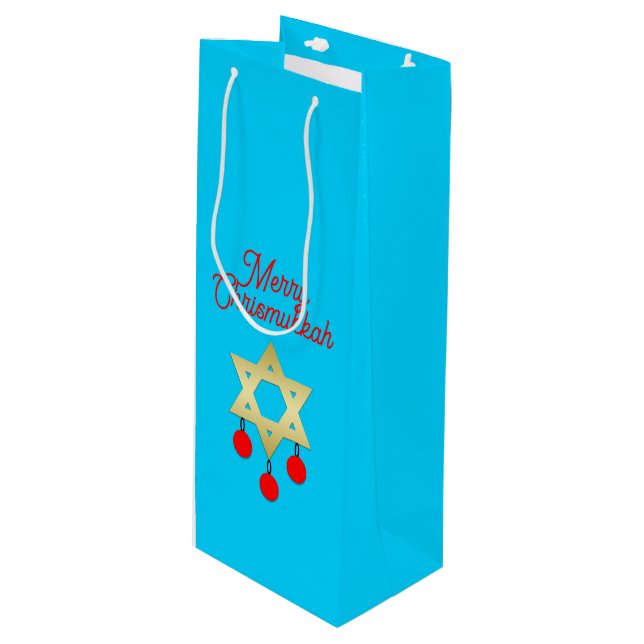 Sac Cadeau Pour Bouteille Chrismukkah Wine Gift Bags (Devant Angle)