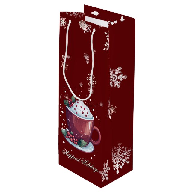 Sac Cadeau Pour Bouteille Christmas Cup of Hot Chocolate | Red (Devant Angle)