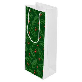 Sac Cadeau Pour Bouteille Christmas Greenery Berries Artisan Modern Holiday