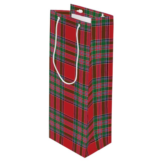 Sac Cadeau Pour Bouteille Christmas Tartan Clan MacBean Plaid Check (Devant Angle)