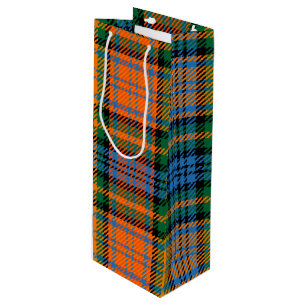 Sac Cadeau Pour Bouteille Christmas Tartan Clan Murray Orange Plaid