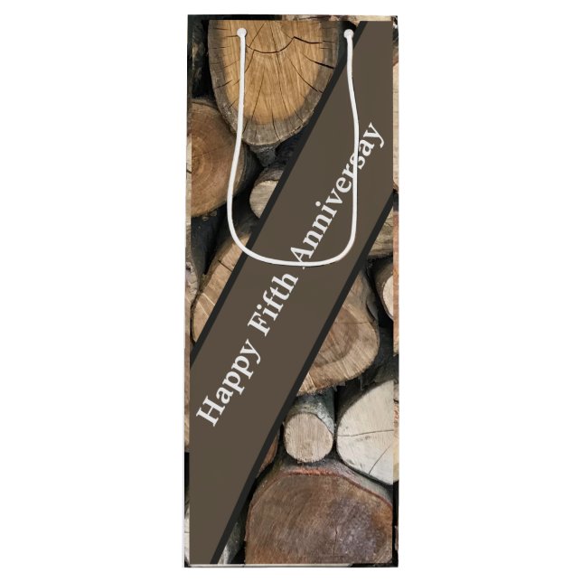 Sac Cadeau Pour Bouteille Cinquième anniversaire Mariage modifiable