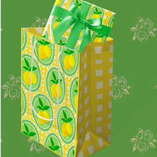 Sac Cadeau Pour Bouteille Citrons jaunes rétro