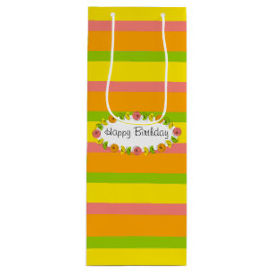 Sac Cadeau Pour Bouteille Citrus Oval Stripe Classic Cadeau Anniversaire vin