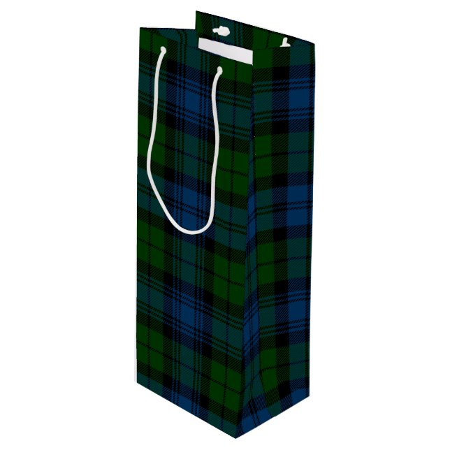 Sac Cadeau Pour Bouteille Clan de Noël Plaid Militaire Campbell Green Check (Devant Angle)