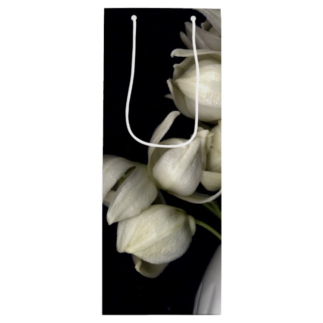 Sac Cadeau Pour Bouteille "Coeur blanc en noir" (Devant)