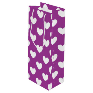 Sac Cadeau Pour Bouteille Coeurs polka blanc sur Cactus violet Fleur violet