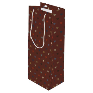 Sac Cadeau Pour Bouteille Coeurs Polka sur kilim brown