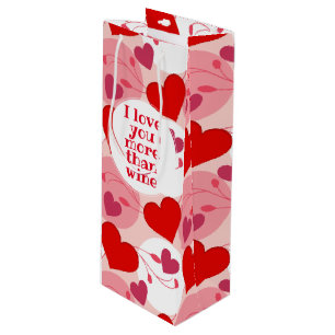 Sac Cadeau Pour Bouteille Coeurs rouges et roses Fête de la Saint Valentin