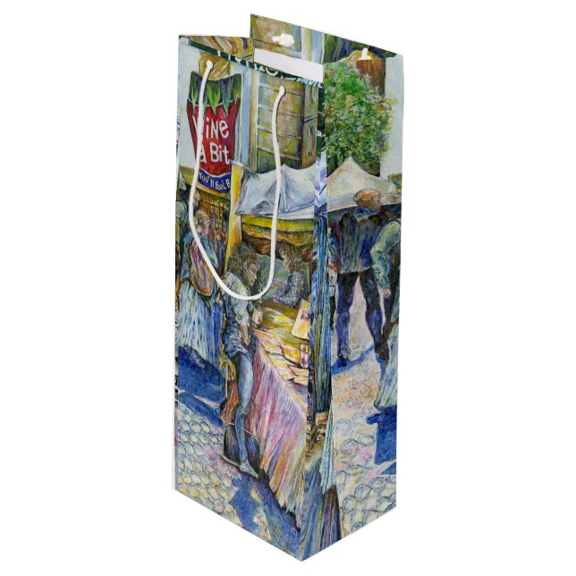 Sac Cadeau Pour Bouteille Coin de Flying Pig Farm et Wine a Bit. (Devant Angle)