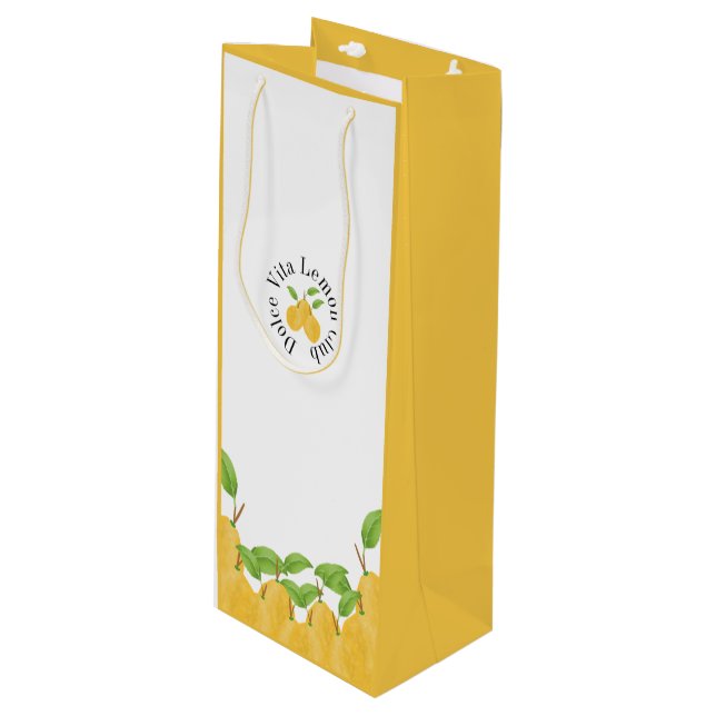 Sac Cadeau Pour Bouteille Collection Lemon Bloom (Devant Angle)
