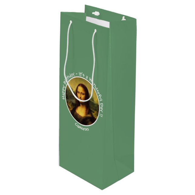 Sac Cadeau Pour Bouteille Collection Leonardo da Vinci Mona Lisa (Devant Angle)