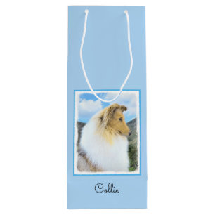 Sac Cadeau Pour Bouteille Collie en Montagne (Rough) Peinture - Chien Art