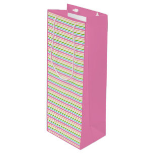 Sac Cadeau Pour Bouteille Coloré Modèle rayé rose bleu vert jaune