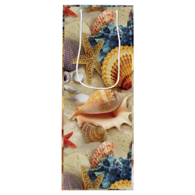 Sac Cadeau Pour Bouteille Coques de mer sur la plage (Devant)