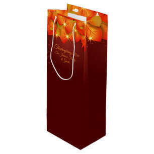 Sac Cadeau Pour Bouteille Correspondance Thankgiving Orange Leaf Nom Année