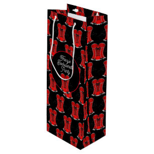 Sac Cadeau Pour Bouteille Corset Rouge Coquin