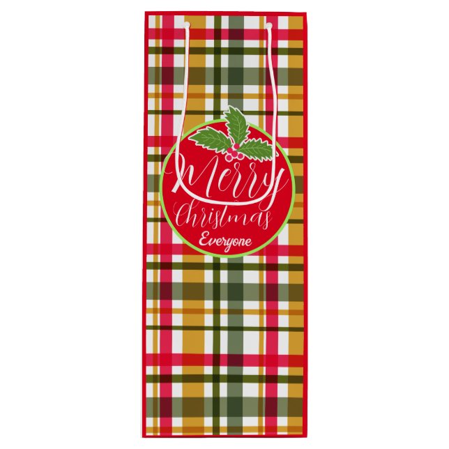Sac Cadeau Pour Bouteille Couleurs de Noël utilisées (Devant)