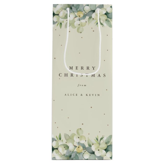 Sac Cadeau Pour Bouteille Crème Snowberry+Eucalyptus Noël/Fêtes (Devant)