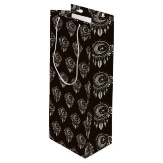 Sac Cadeau Pour Bouteille Crescent Moon Golden Dream Catcher sur noir