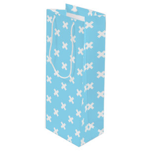 Sac Cadeau Pour Bouteille Croix blanche sur le bleu bébé