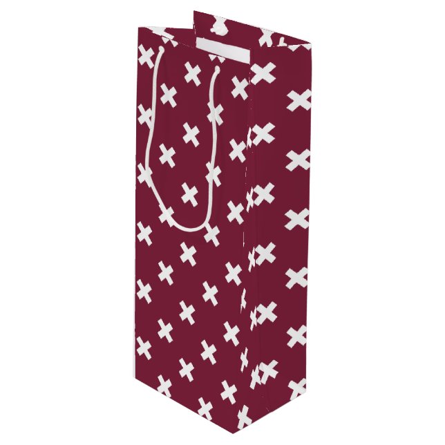 Sac Cadeau Pour Bouteille Croix blanche sur mûrier (Devant Angle)