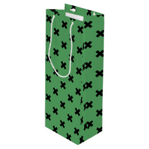 Sac Cadeau Pour Bouteille Croix noire sur le vert