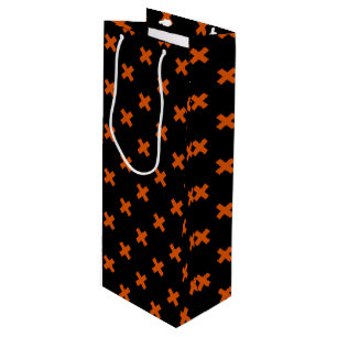 Sac Cadeau Pour Bouteille Croix orange sur le noir
